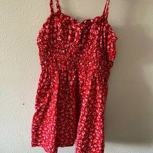 Red floral summer dress
